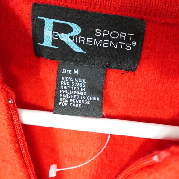 Vintage Red Wool Crochet Sleeve Sweater Zip Jacket Grandma Granny Grandpacore - Picture 3 of 7